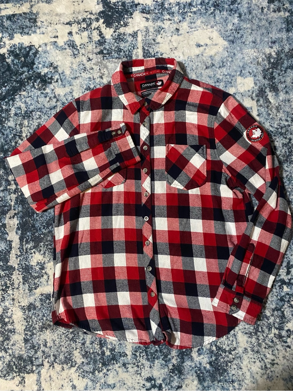 Canada Weather Gear Women’s Buffalo Plaid Flannel Shirt Red XL Winter Layering